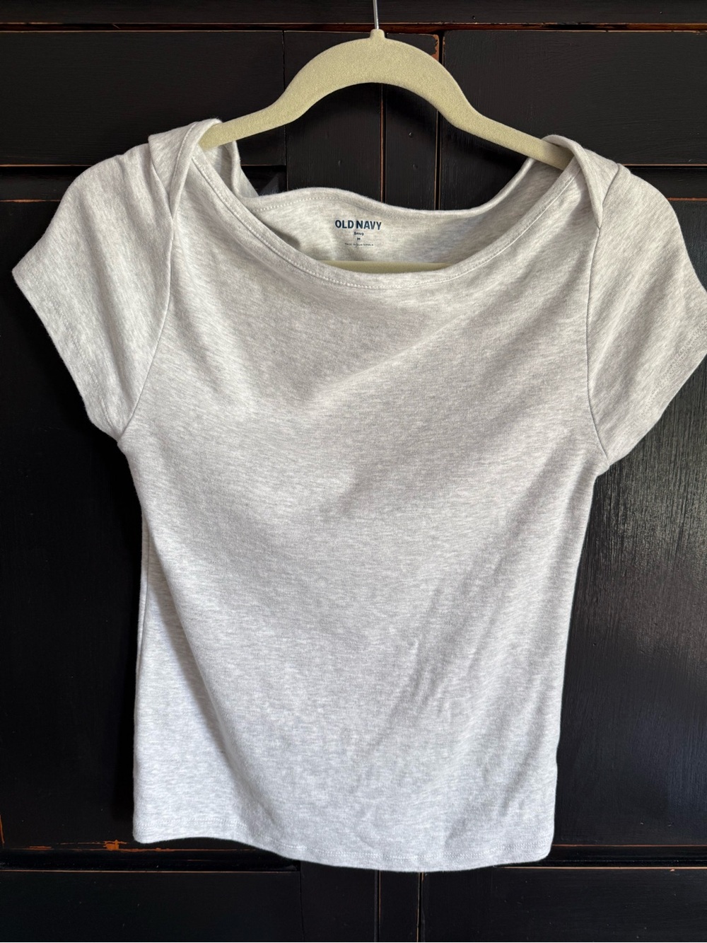 Old Navy Light Gray Short Sleeve Boatneck Tee